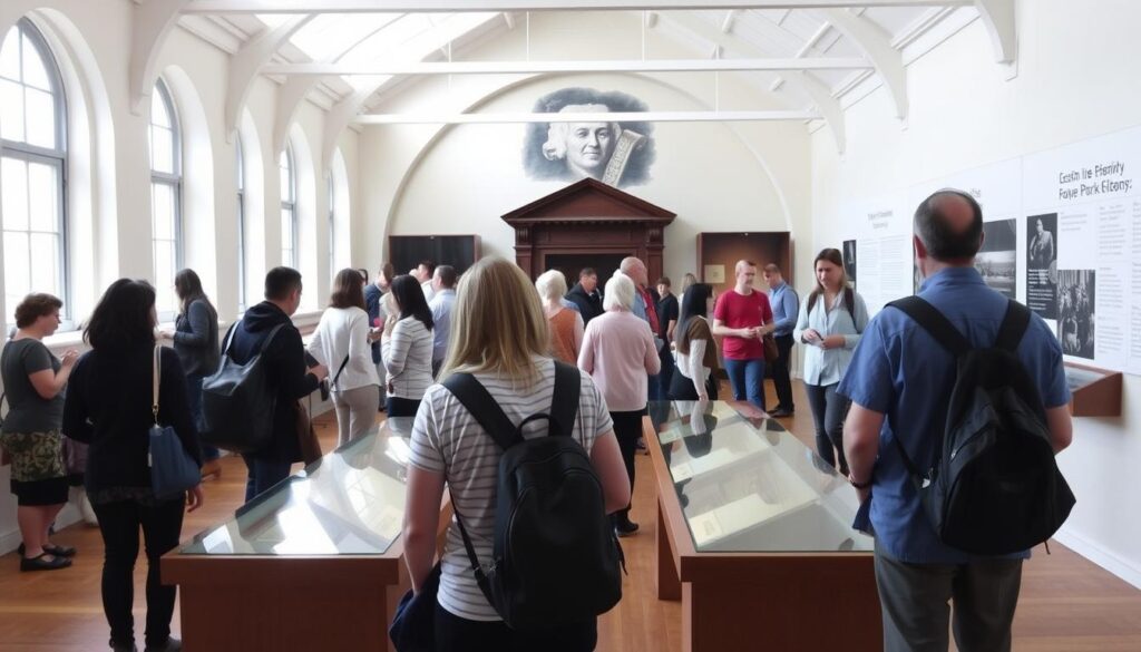 Convict history sites Sydney: Visitors at Hyde Park Barracks museum