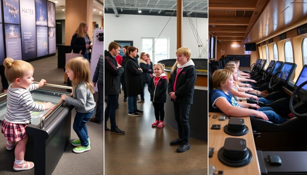 Different age groups enjoying maritime museum family activities