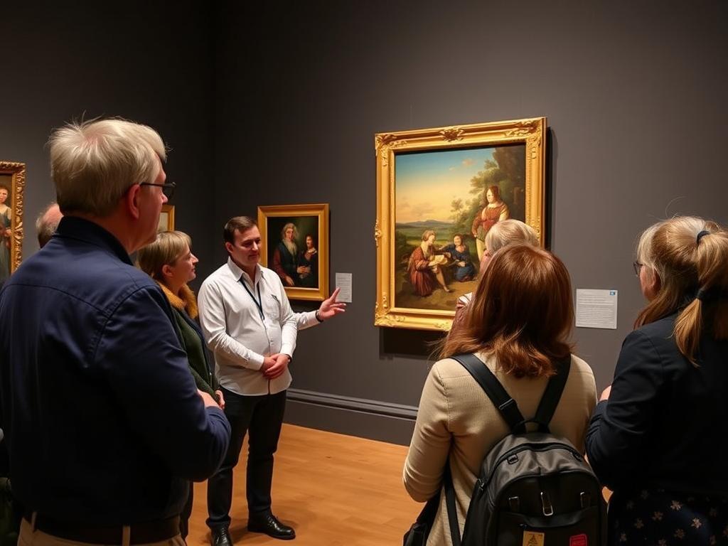 Guided tour at Art Gallery of NSW with docent explaining artwork to visitors