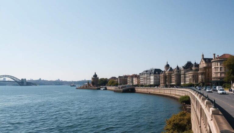 Historic houses in Sydney with harbor view