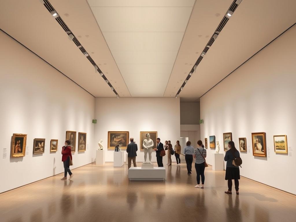 University of Sydney Art Collection gallery space with paintings and sculptures