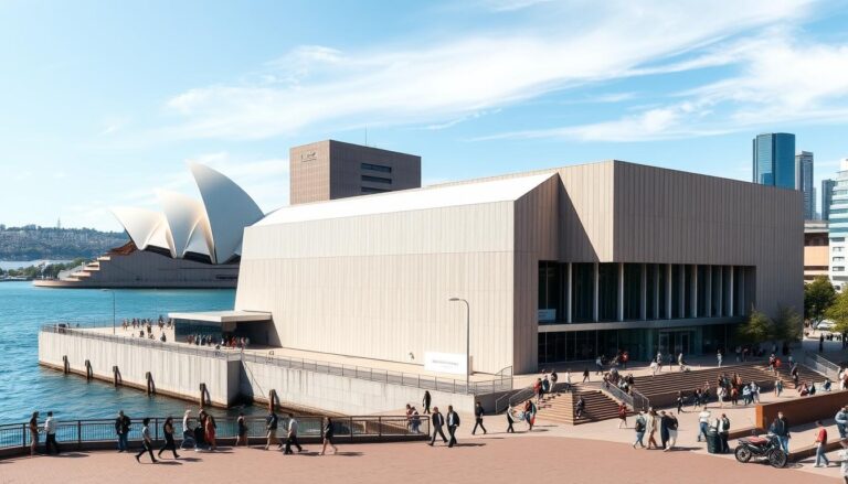 contemporary art gallery sydney panoramic view of Museum of Contemporary Art Australia