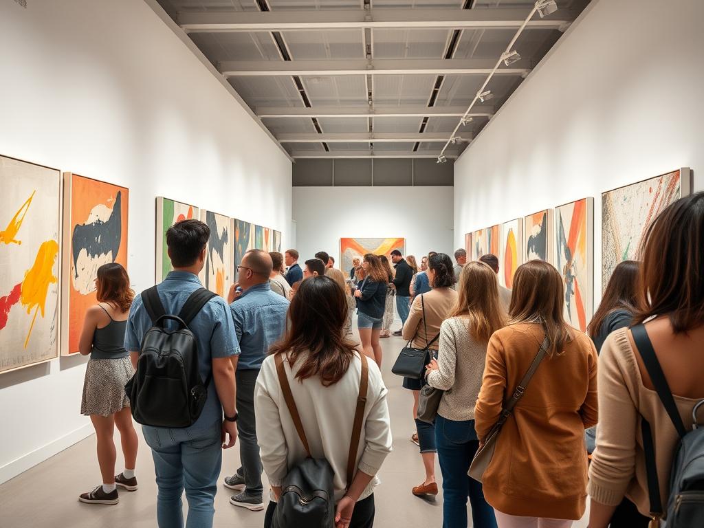diverse visitors at contemporary art gallery sydney exhibition