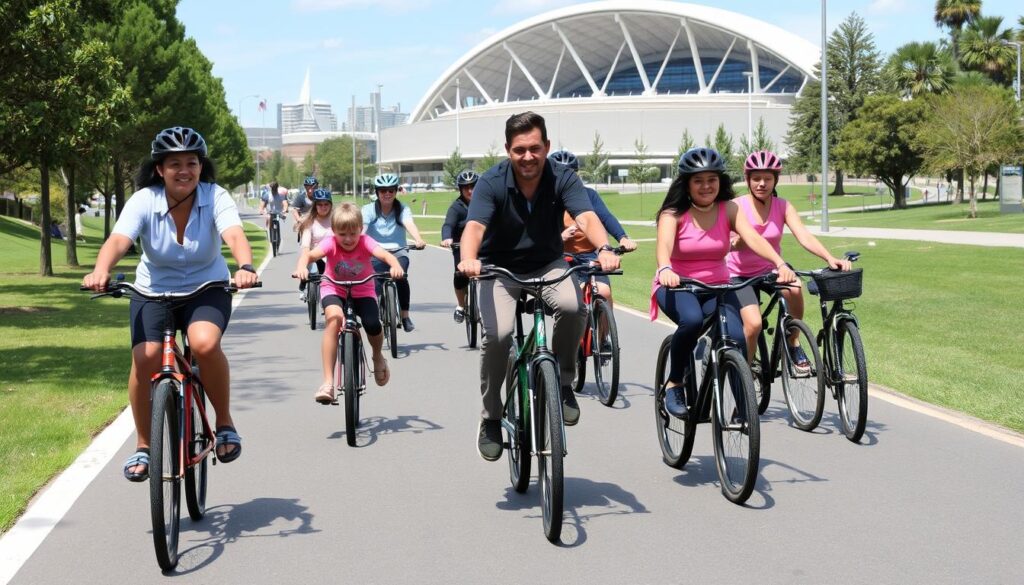 families cycling at Sydney Olympic Park family events this weekend