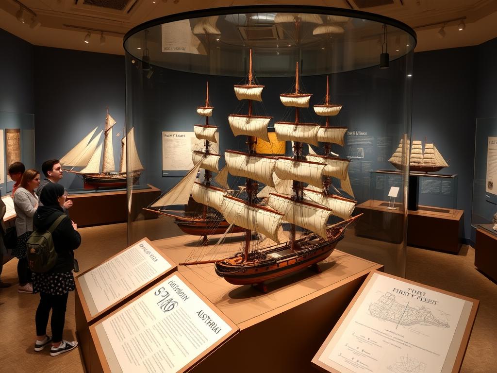 First Fleet Ships display at the Museum of Sydney History