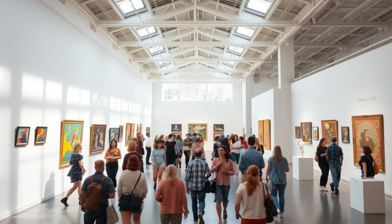 Free museums in Sydney featuring art galleries with visitors admiring paintings and sculptures
