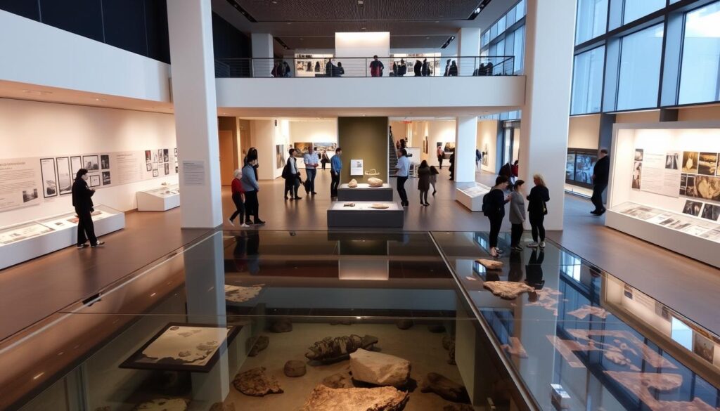 Interior of the Museum of Sydney History showing modern exhibition space