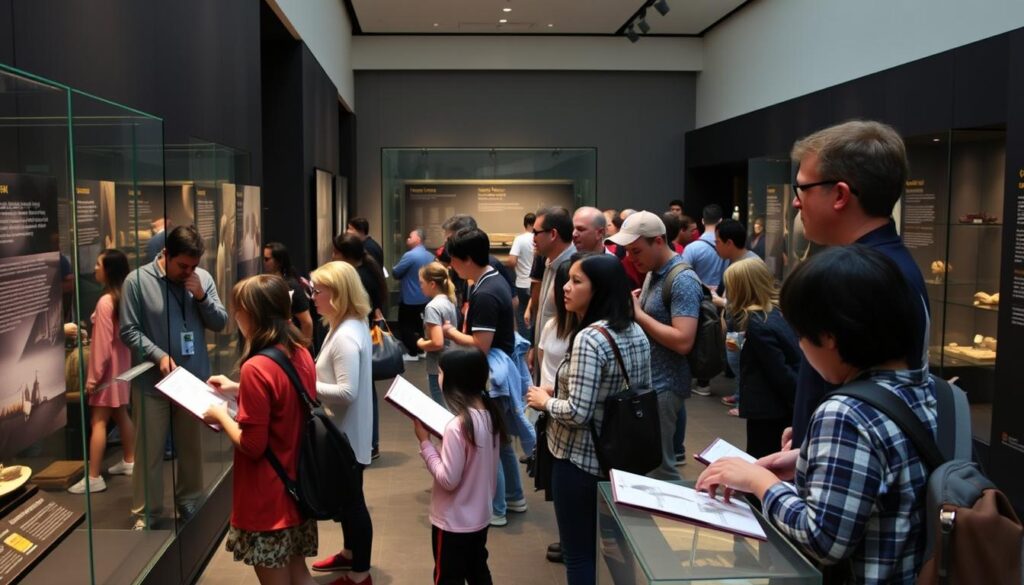 Visitors exploring an exhibition at the Museum of Sydney History