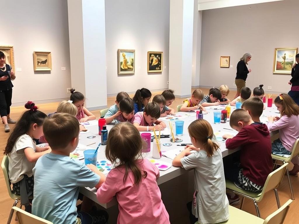 Children creating artwork during a museum workshop for kids at Art Gallery of NSW