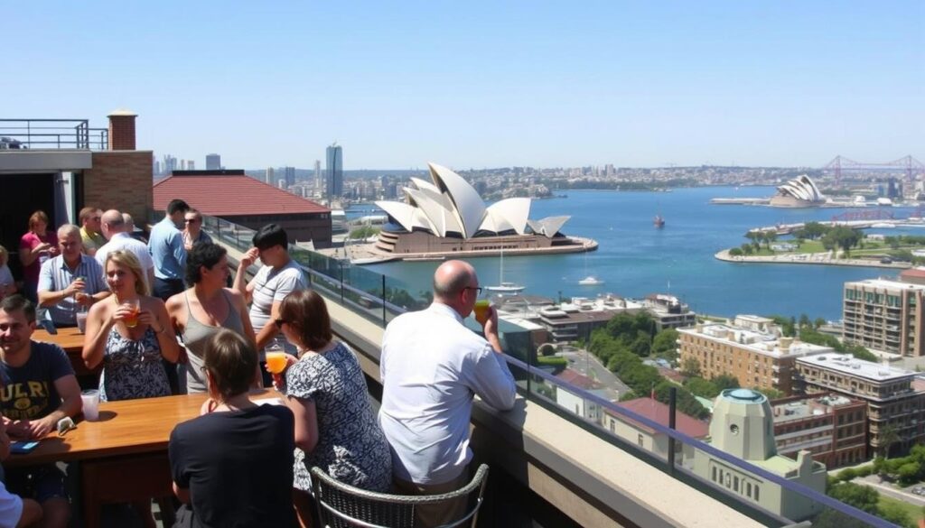 Glenmore Hotel rooftop with Sydney Opera House views