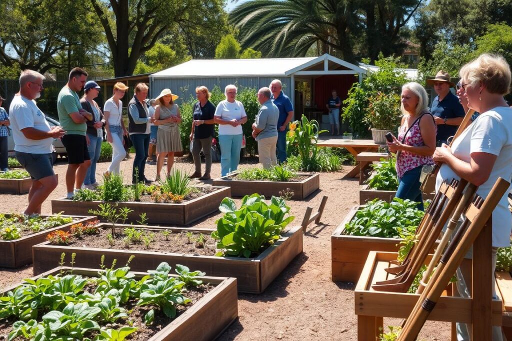 Heritage Gardens Open Days at a community garden with volunteers sharing knowledge