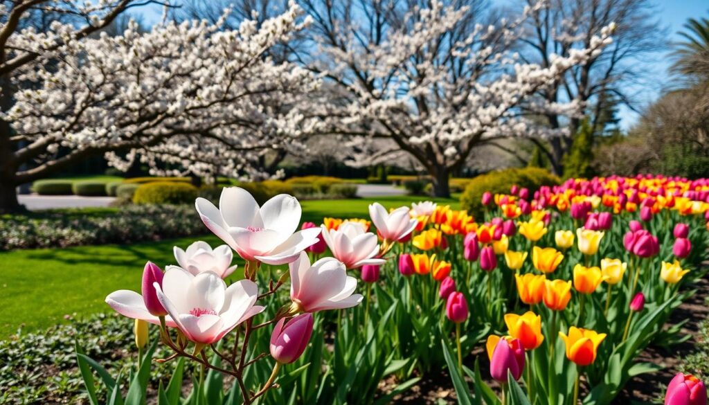 Heritage Gardens Open Days in spring with flowering magnolias and cherry blossoms