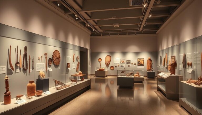 Indigenous Heritage Museum Sydney exhibition space showing traditional artifacts