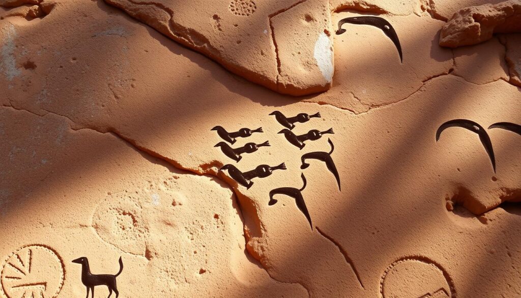Indigenous heritage rock art site near Sydney showing ancient engravings