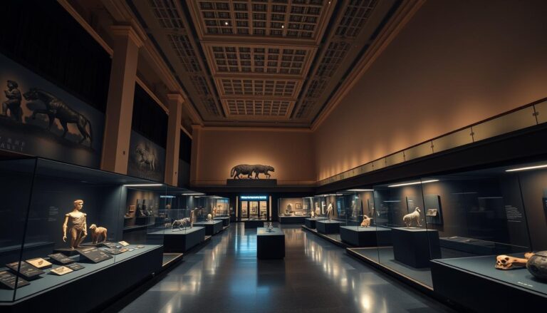 Sydney Museum Night Tours illuminated exhibition hall