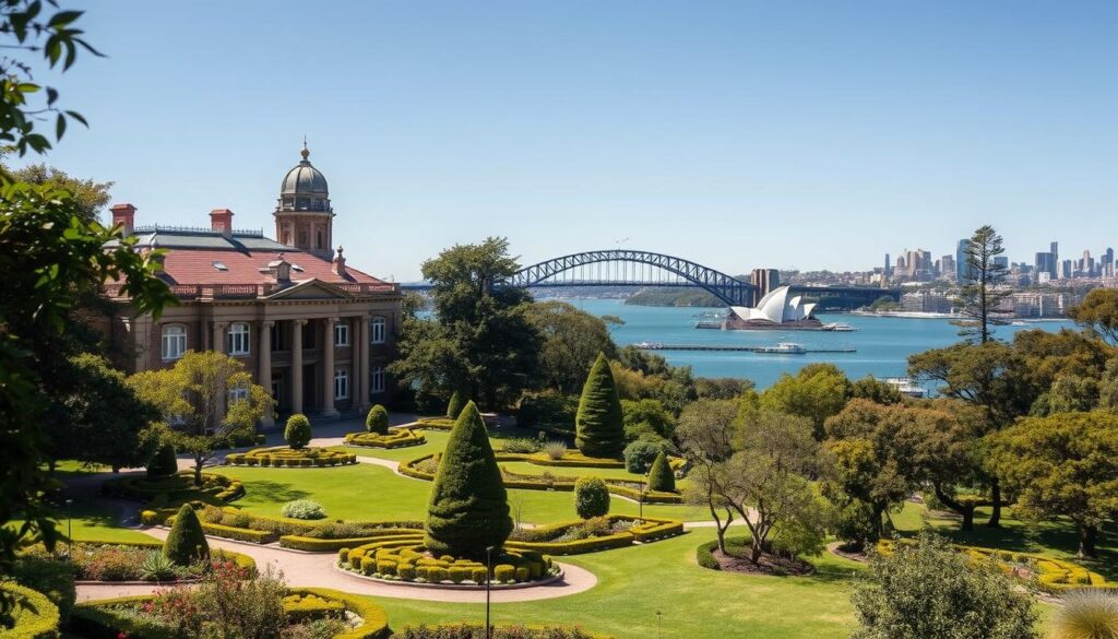 Sydney Opera House view from Government House Sydney gardens