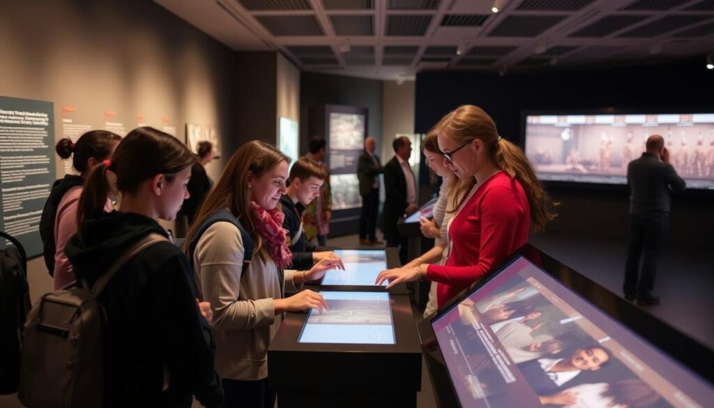 Visitors engaging with interactive displays at Indigenous heritage museum Sydney